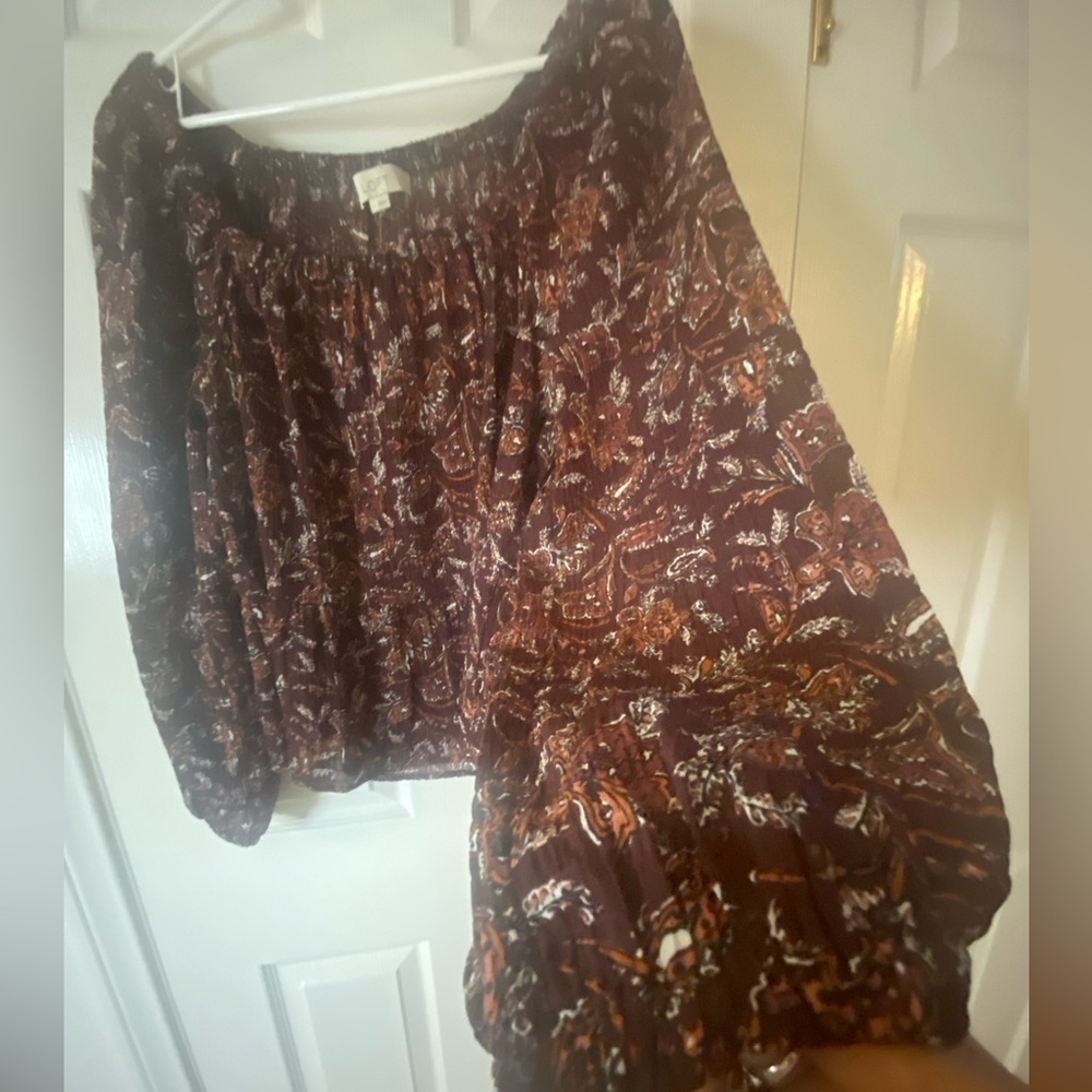 NWT Loft by Ann Taylor Chiffon Floral Long Sleeve Blouse size Small - Picture 7 of 8